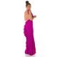 Rochie eleganta lunga, roz magenta, mulata, tip sirena, cu spatele gol, Lace 4 - jojofashion.ro