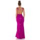 Rochie eleganta lunga, roz magenta, mulata, tip sirena, cu spatele gol, Lace 6 - jojofashion.ro