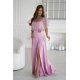 Rochie eleganta lunga roz pudra cu paiete pe bust vaporoasa Azaliya 2 - jojofashion.ro