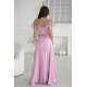 Rochie eleganta lunga roz pudra cu paiete pe bust vaporoasa Azaliya 3 - jojofashion.ro