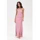 Rochie eleganta lunga roz pudra cu un umar gol CelestiaR 2 - jojofashion.ro