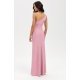 Rochie eleganta lunga roz pudra cu un umar gol CelestiaR 3 - jojofashion.ro
