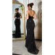 Rochie eleganta lunga, sirena, glitter, neagra, mulata, cu umerii goi si spatele gol, Star 2 - jojofashion.ro