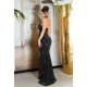 Rochie eleganta lunga, sirena, glitter, neagra, mulata, cu umerii goi si spatele gol, Star 6 - jojofashion.ro