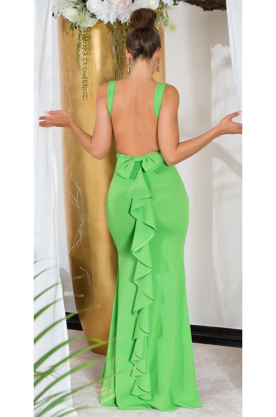 Rochie lunga verde light mulata tip sirena Lace 1 - jojofashion.ro