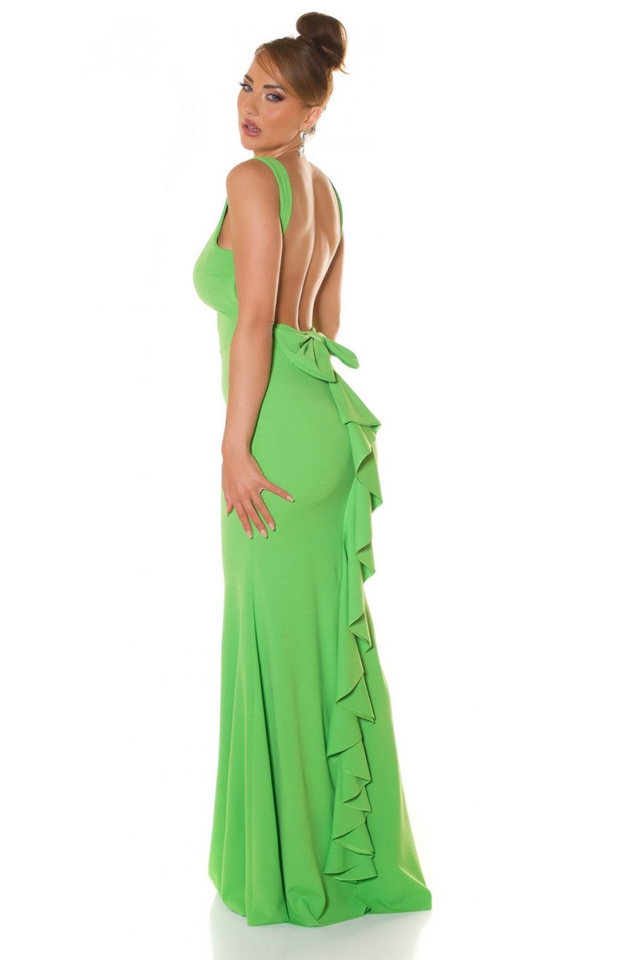 Rochie lunga verde light mulata tip sirena Lace 3 - jojofashion.ro