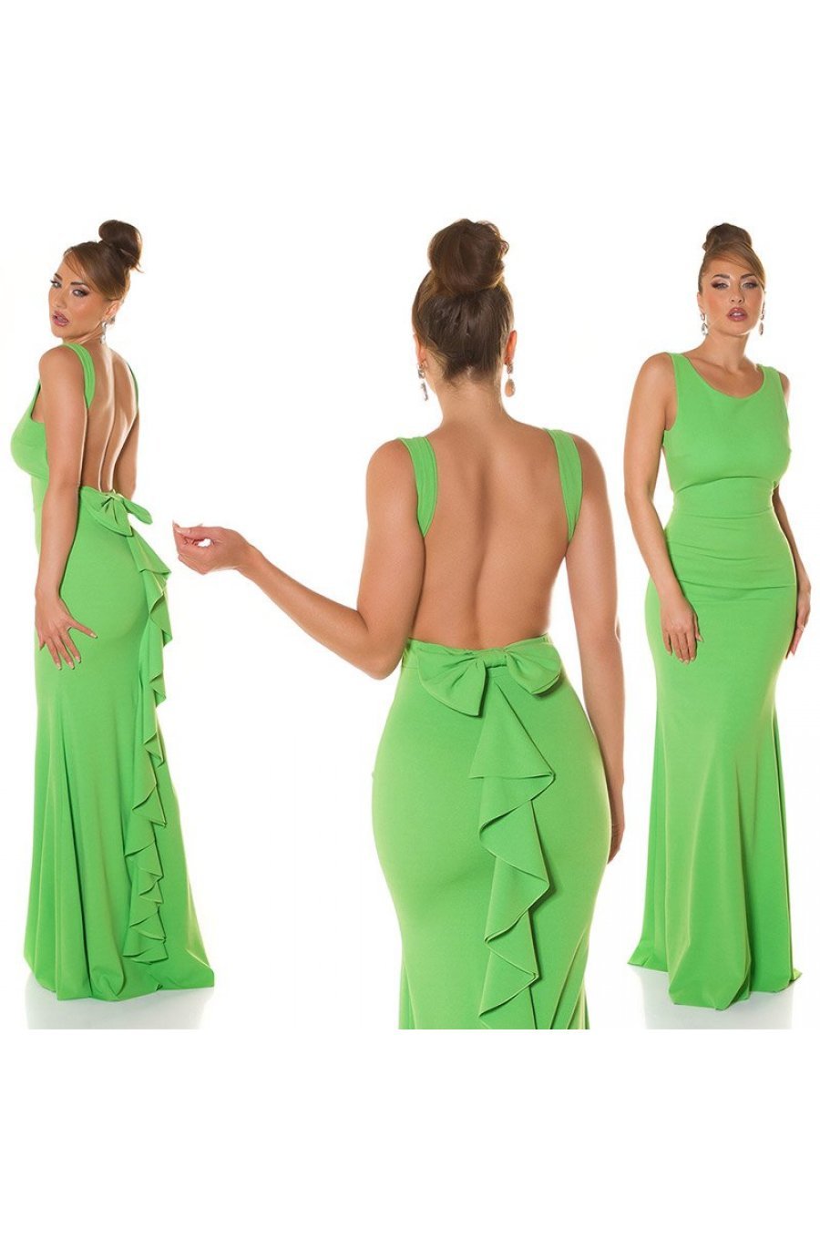 Rochie lunga verde light mulata tip sirena Lace 6 - jojofashion.ro