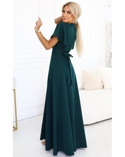 Rochie eleganta lunga verde smarald vaporoasa petrecuta Kasandra Rochii lungi, Rochie eleganta lunga verde smarald vaporoasa petrecuta Kasandra - jojofashion.ro