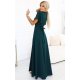 Rochie eleganta lunga verde smarald vaporoasa petrecuta Kasandra 3 - jojofashion.ro