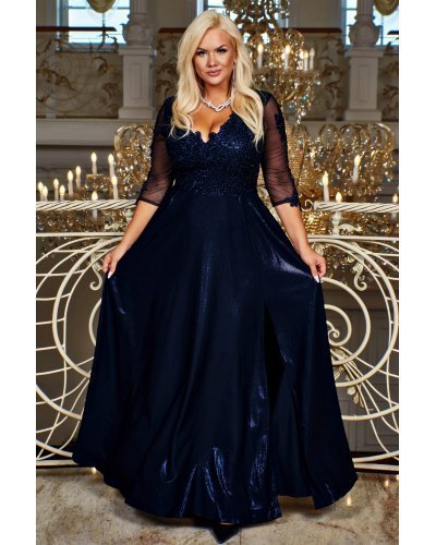 Rochie lunga eleganta neagra din dantela si brocard Adalyze Rochii lungi, Rochie lunga eleganta neagra din dantela si brocard Adalyze - jojofashion.ro