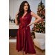 Rochie in marimi mari, de ocazie midi, din brocard burgundy, petrecuta, Greta 2 - jojofashion.ro