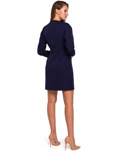 Rochie tip sacou bleumarin cu maneca lunga Rebeca Rochii bleumarin, Rochie tip sacou bleumarin cu maneca lunga Rebeca - jojofashion.ro