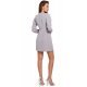 Rochie eleganta tip sacou scurta, gri, cu maneca lunga, Rebeca 3 - jojofashion.ro