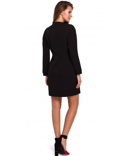Rochie neagra tip sacou cu maneca lunga Rebeca Rochii scurte, Rochie neagra tip sacou cu maneca lunga Rebeca - jojofashion.ro