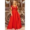 Rochie lunga eleganta rosie cu dantela Arianza