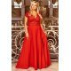 Rochie lunga eleganta rosie cu dantela Arianza 2 - jojofashion.ro