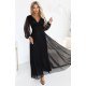 Rochie lunga neagra din tulle cu maneca lunga Nerissa 2 - jojofashion.ro