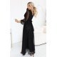 Rochie lunga neagra din tulle cu maneca lunga Nerissa 3 - jojofashion.ro