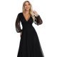 Rochie lunga neagra din tulle cu maneca lunga Nerissa 6 - jojofashion.ro