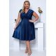 Rochie marime mare eleganta midi, cu glitter, bleumarin navy, petrecuta, NicolB 2 - jojofashion.ro