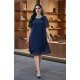 Rochie marime mare midi bleumarin din voal vaporoasa Karina 4 - jojofashion.ro