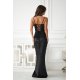 Rochie neagra eleganta lunga din satin mulata Maya 3 - jojofashion.ro