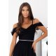 Rochie neagra eleganta lunga din tulle cu umerii goi vaporoasa KiaraW 4 - jojofashion.ro