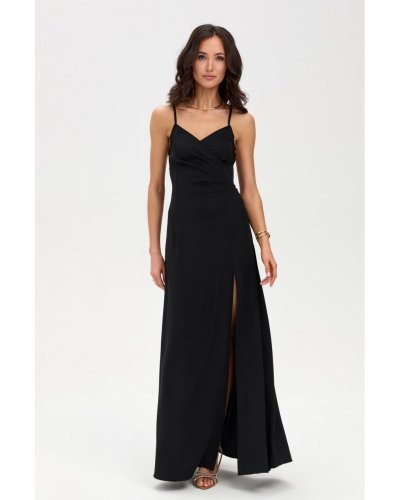 Rochii de Ocazie Elegante, Rochie neagra lunga petrecuta cu spatele gol LivianaR - jojofashion.ro