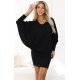 Rochie scurta neagra cu maneca lunga tip liliac oversize Deandra 2 - jojofashion.ro