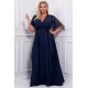 Rochie lunga marime mare bleumarin navy empire vaporoasa Evita2 2 - jojofashion.ro