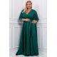 Rochie lunga verde din brocard vaporoasa empire Evita 2 - jojofashion.ro