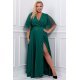 Rochie lunga verde din brocard vaporoasa empire Evita 4 - jojofashion.ro