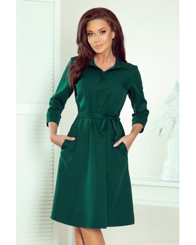 Rochie verde tip camasa cu maneca lunga Melina Rochii de zi, Rochie verde tip camasa cu maneca lunga Melina - jojofashion.ro