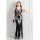 Rochie lunga neagra mulata cu paiete argintii PrincessBatal  2 - jojofashion.ro