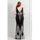 Rochie lunga neagra mulata cu paiete argintii PrincessBatal  4 - jojofashion.ro