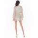 Rochie scurta aurie din paiete cu maneca lunga Sherlyn 5 - jojofashion.ro