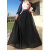 Rochie lunga neagra din voal cu motive traditionale vaporoasa Emanuela