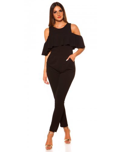 Salopeta neagra conica Sandra Salopete dama, Salopeta neagra conica Sandra - jojofashion.ro