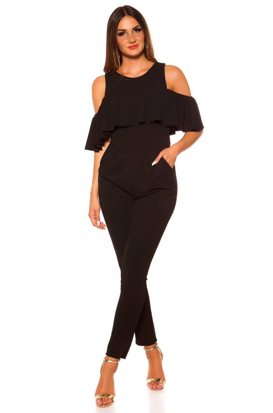 Salopeta dama eleganta neagra conica Sandra 1 - jojofashion.ro