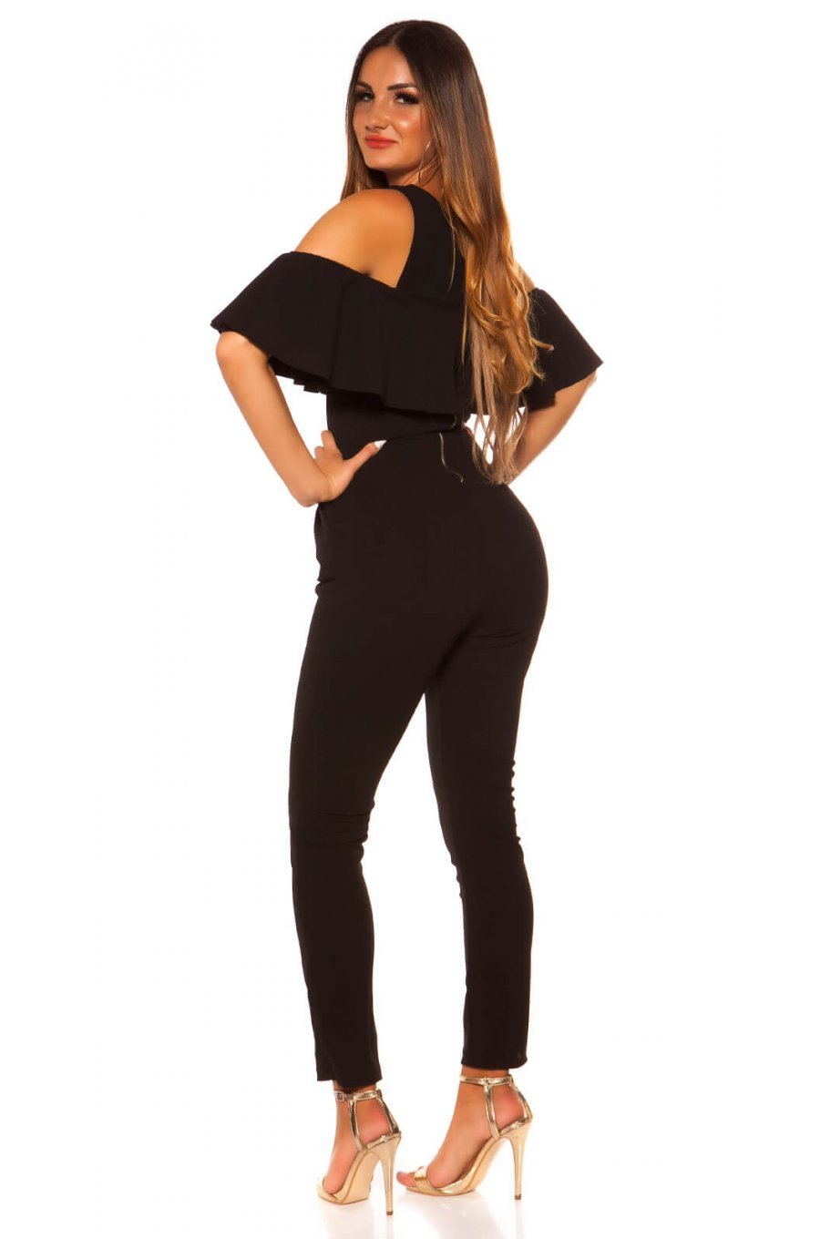 Salopeta dama eleganta neagra conica Sandra 2 - jojofashion.ro