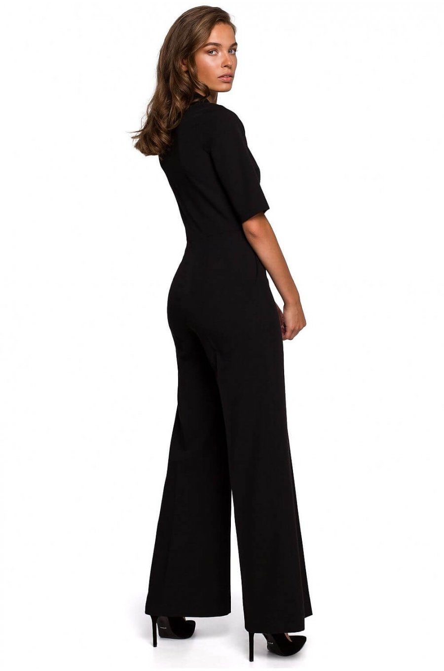 Salopeta eleganta evazata neagra Catalyna 2 - jojofashion.ro