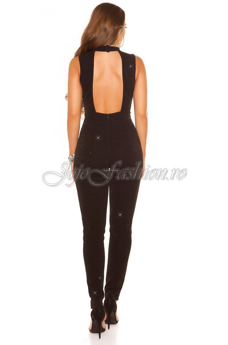 Salopeta eleganta glitter negru Koucla Sharon Salopeta eleganta glitter negru Koucla Sharon 2 - jojofashion.ro