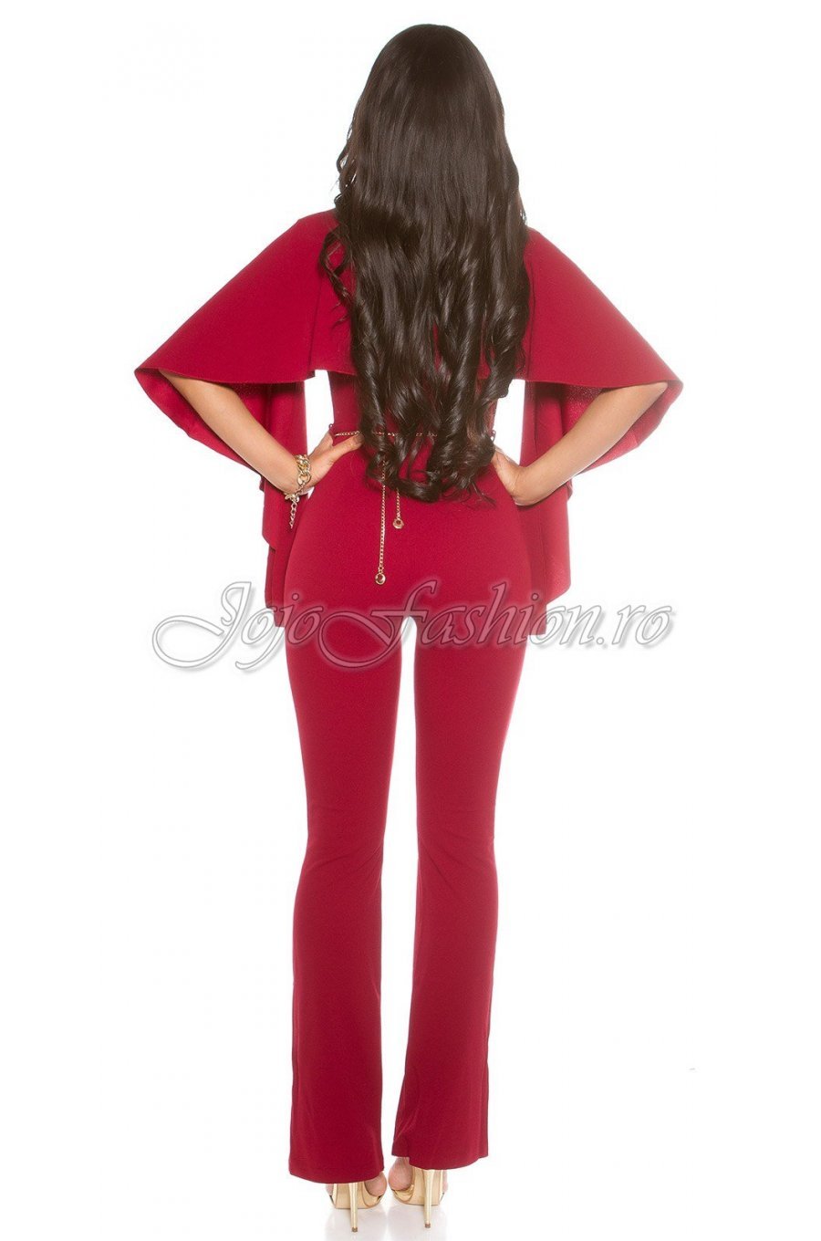 Salopeta eleganta burgundy cu decolteu in V Koucla Anitta 4 - jojofashion.ro