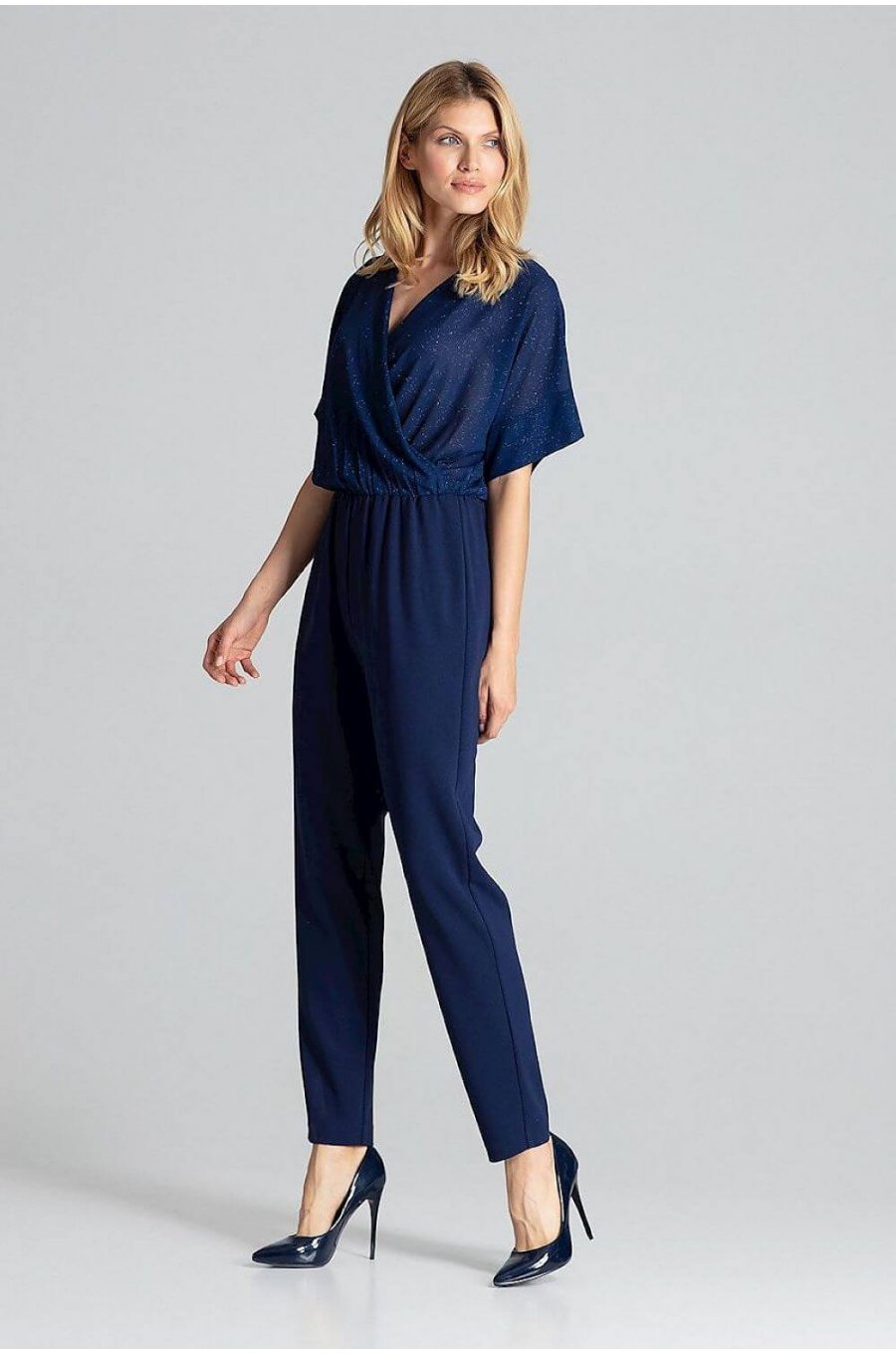 Salopeta eleganta bleumarin cu brocard conica Saskia Salopeta eleganta bleumarin cu brocard conica Saskia 2 - jojofashion.ro