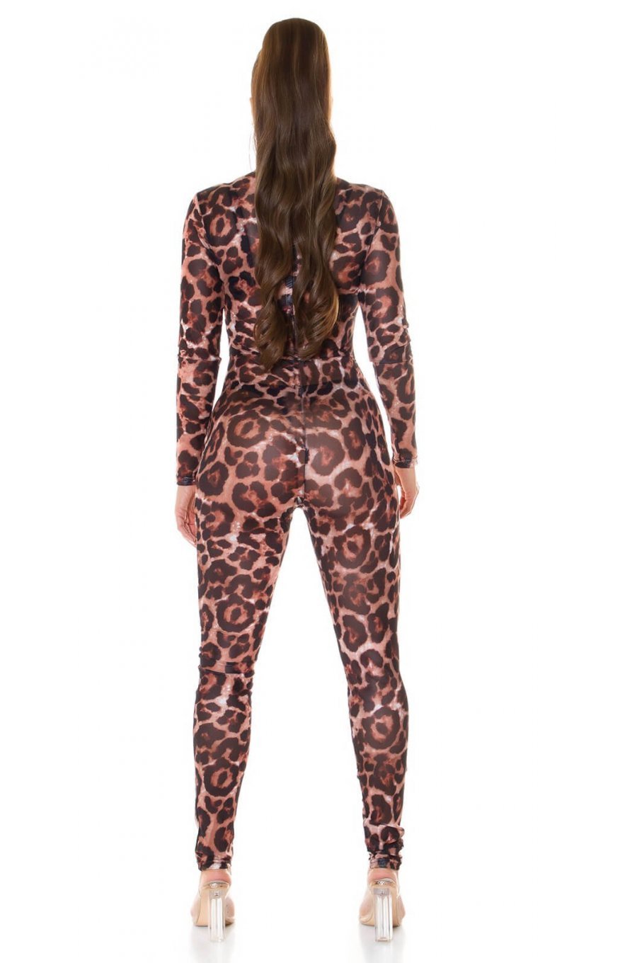 Salopeta de club leopard print maro mulata Patty 2 - jojofashion.ro
