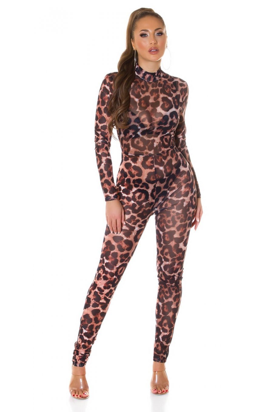 Salopeta de club leopard print maro mulata Patty 3 - jojofashion.ro