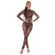 Salopeta de club leopard print maro mulata Patty 2 - jojofashion.ro