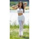 Tinuta din dantela alba, pantaloni si crop top, Amore Tinuta din dantela alba, pantaloni si crop top, Amore 2 - jojofashion.ro