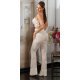 Tinuta din dantela bej, pantaloni si crop top, Amore Tinuta din dantela bej, pantaloni si crop top, Amore 3 - jojofashion.ro