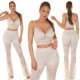 Tinuta din dantela bej, pantaloni si crop top, Amore Tinuta din dantela bej, pantaloni si crop top, Amore 8 - jojofashion.ro